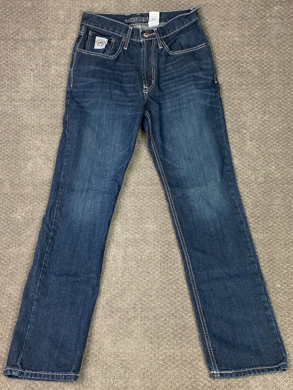 Cinch White Label Jeans Mens 30x34 Blue Thick Stitch Relaxed Fit Straight